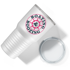 Boating & Boozing on White 30 oz Stainless Steel Tumbler