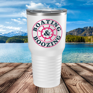 Boating & Boozing on White 30 oz Stainless Steel Tumbler