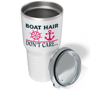 Boat Hair Don’t Care on White 30 oz Stainless Steel Tumbler