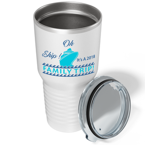 Oh Ship! Family Trip! Cruise on White 30 oz Stainless Steel Tumbler