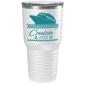 Cruise Boat on White 30 oz Stainless Steel Tumbler