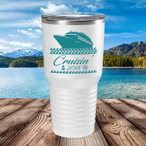 Cruise Boat on White 30 oz Stainless Steel Tumbler
