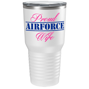 Proud Airforce Mom on White 30 oz Stainless Steel Tumbler