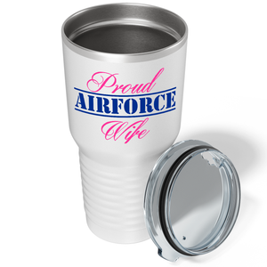 Proud Airforce Mom on White 30 oz Stainless Steel Tumbler