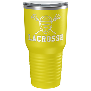 Lacrosse Mask and Sticks Laser Engraved on Stainless Steel Lacrosse Tumbler