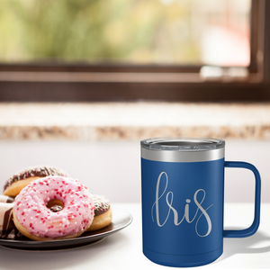 Cuptify Personalized Engraved 15 oz Stainless Steel Coffee Mug - Blue