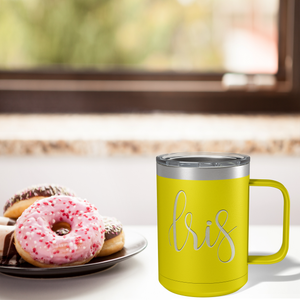 Cuptify Personalized Engraved 15 oz Stainless Steel Coffee Mug - Yellow