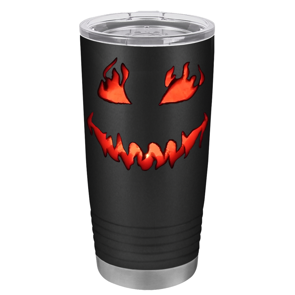 Creep Fiery Smile on Stainless Steel Halloween Tumbler
