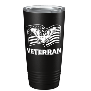 American Eagle on Flag on Black 20 oz Stainless Steel Tumbler