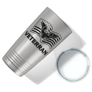 American Eagle on Flag on Stainless 20 oz Stainless Steel Tumbler