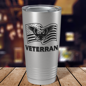 American Eagle on Flag on Stainless 20 oz Stainless Steel Tumbler