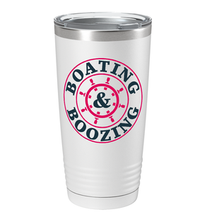 Boating & Boozing on White 20 oz Stainless Steel Tumbler