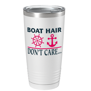 Boat Hair Don’t Care on White 20 oz Stainless Steel Tumbler