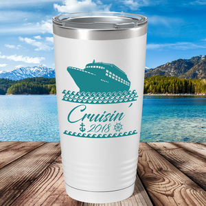 Cruise Boat on White 20 oz Stainless Steel Tumbler
