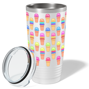 Colorful Ice Cream Cones on White Wrap 20 oz 20oz Tumbler