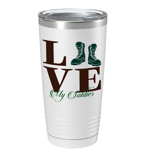 Army Love on White 20 oz Stainless Steel Tumbler