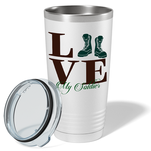 Army Love on White 20 oz Stainless Steel Tumbler