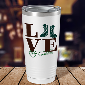 Army Love on White 20 oz Stainless Steel Tumbler