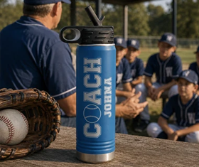 Personalized Baseball Coach 20oz Sports Bottles: A Gift for Every Season