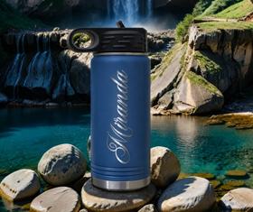 Personalized 20oz Blue Stainless Steel Sports Bottle: Made for Everyday Adventures