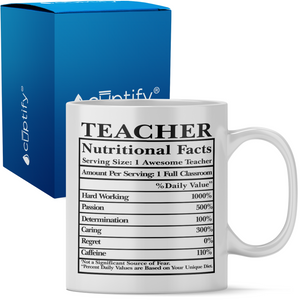Teacher Nutritional Facts 11oz Ceramic Coffee Mug