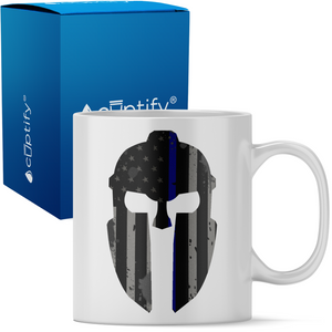 Police Spartan Helmet Thin Blue Line 11 oz 11oz Ceramic Coffee Mug