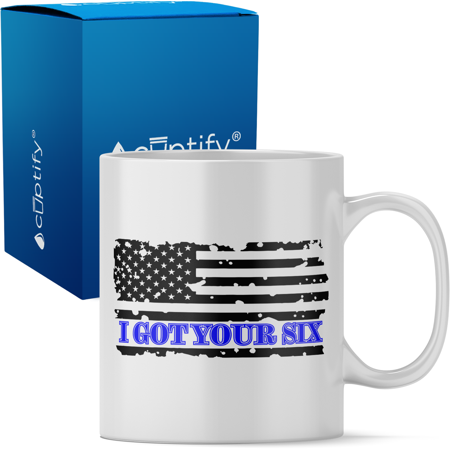 I Got Your Six on Distressed Flag 11oz Ceramic Coffee Mug