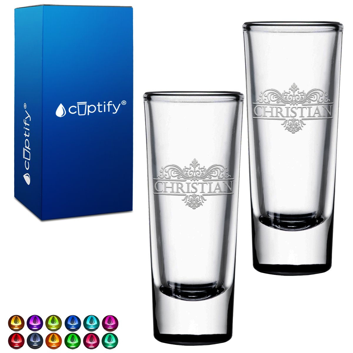 Personalized Vestige Etched 2oz Tall Shooter - Set of 2