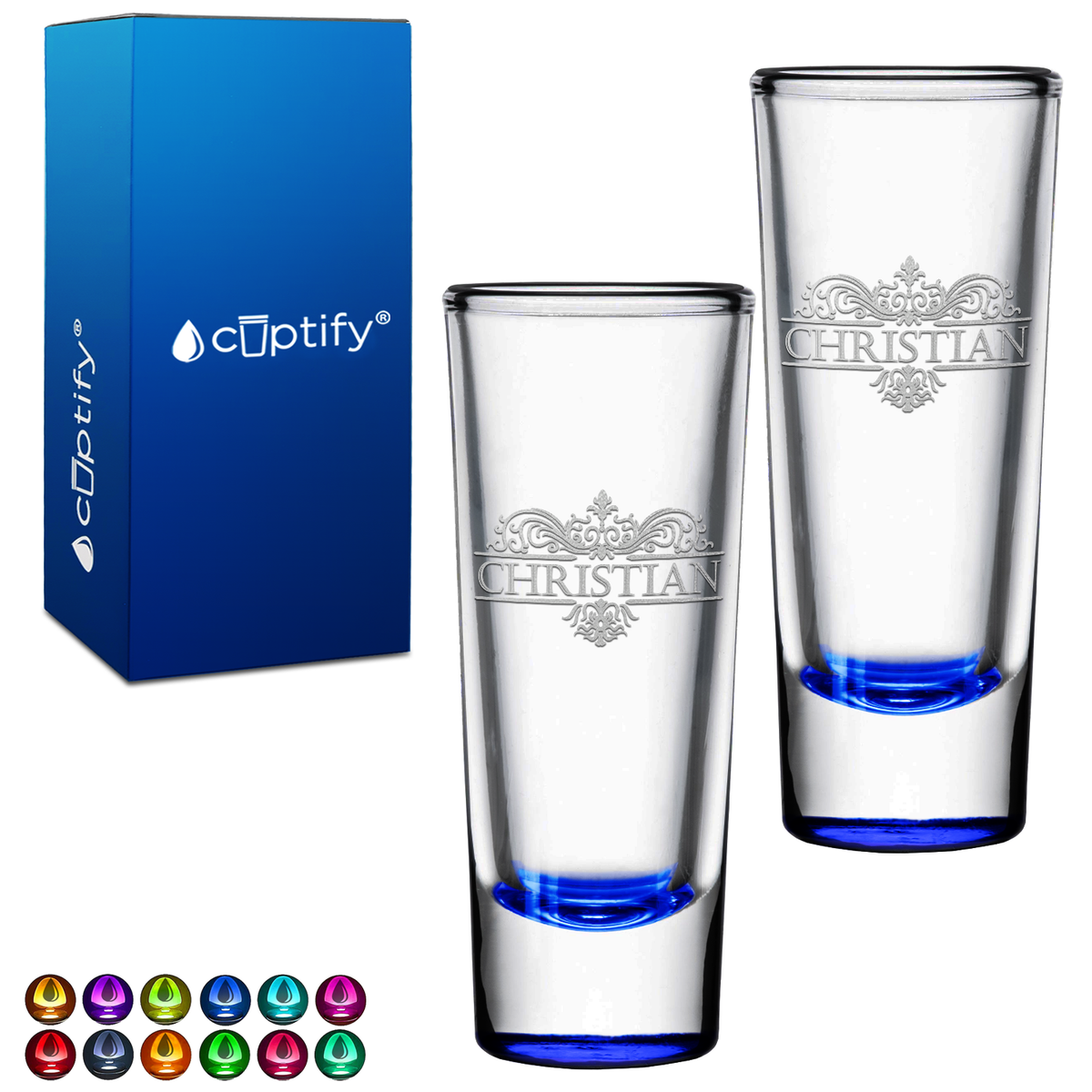 Personalized Vestige Etched 2oz Tall Shooter - Set of 2