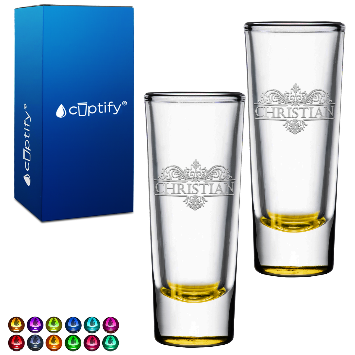 Personalized Vestige Etched 2oz Tall Shooter - Set of 2