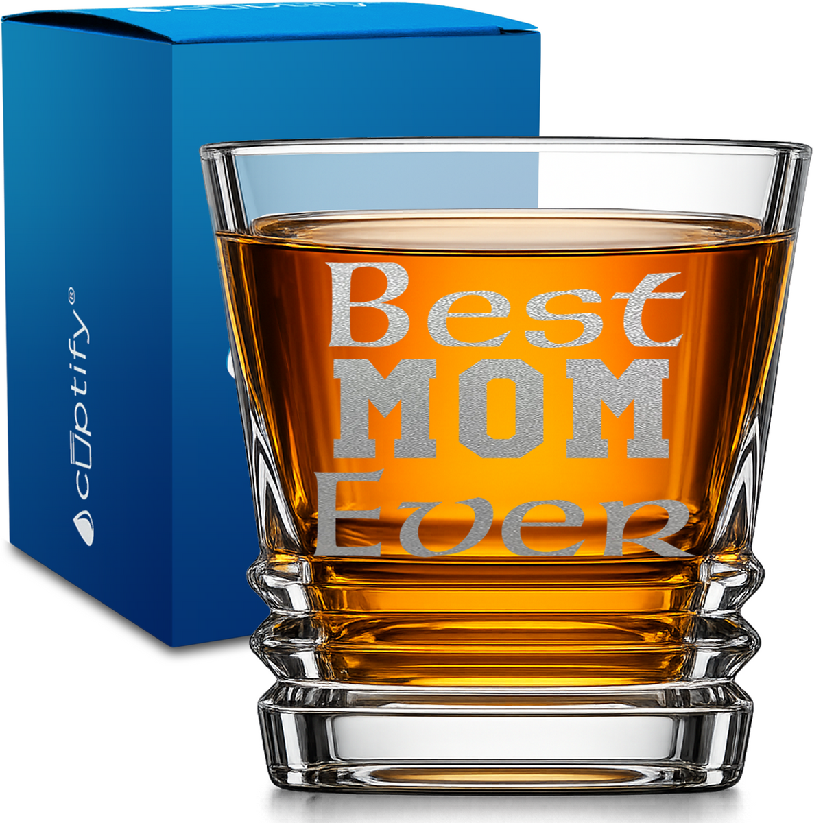 Best Mom Ever design on 10oz Accordion Whiskey Glass
