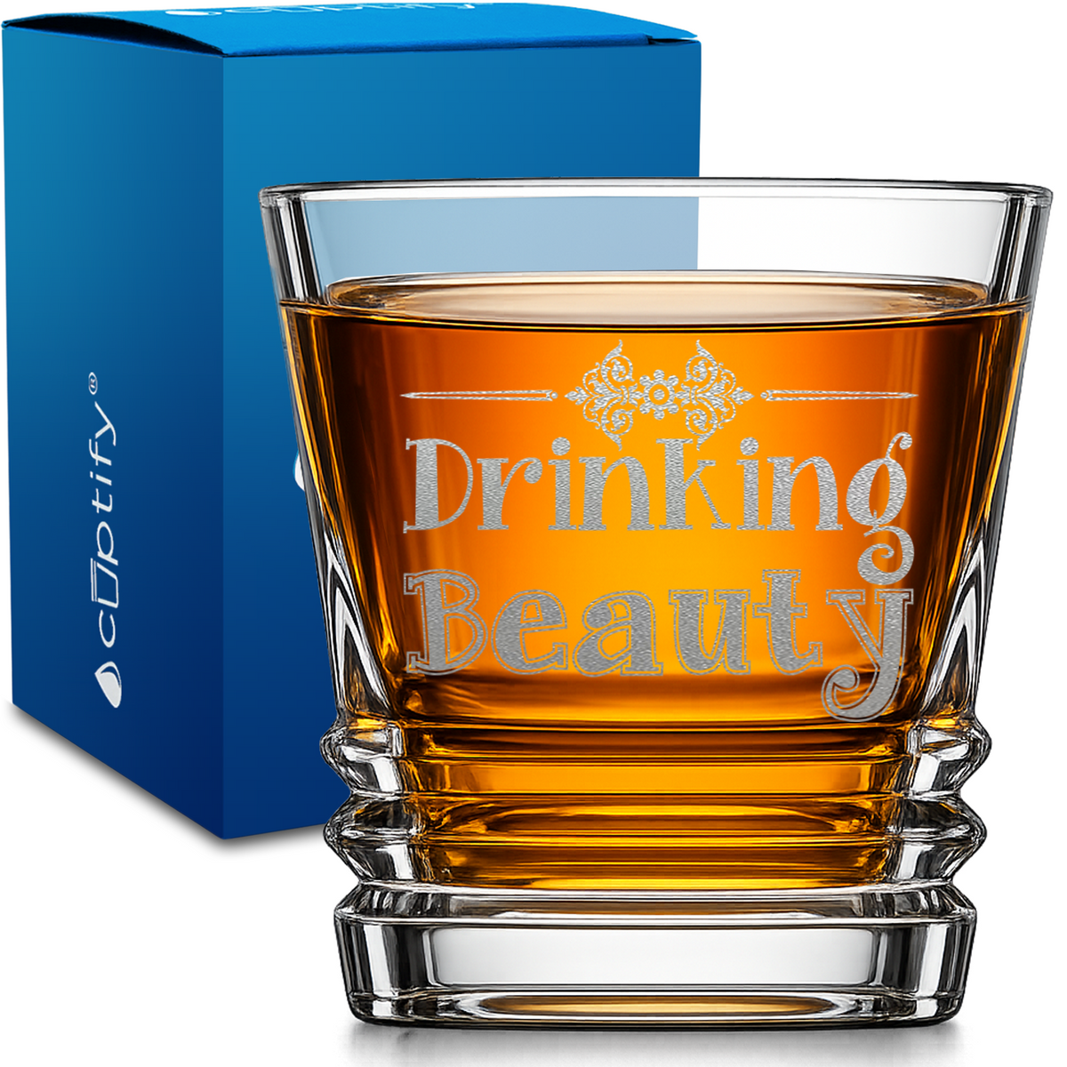 Drinking Beauty design on 10oz Accordion Whiskey Glass