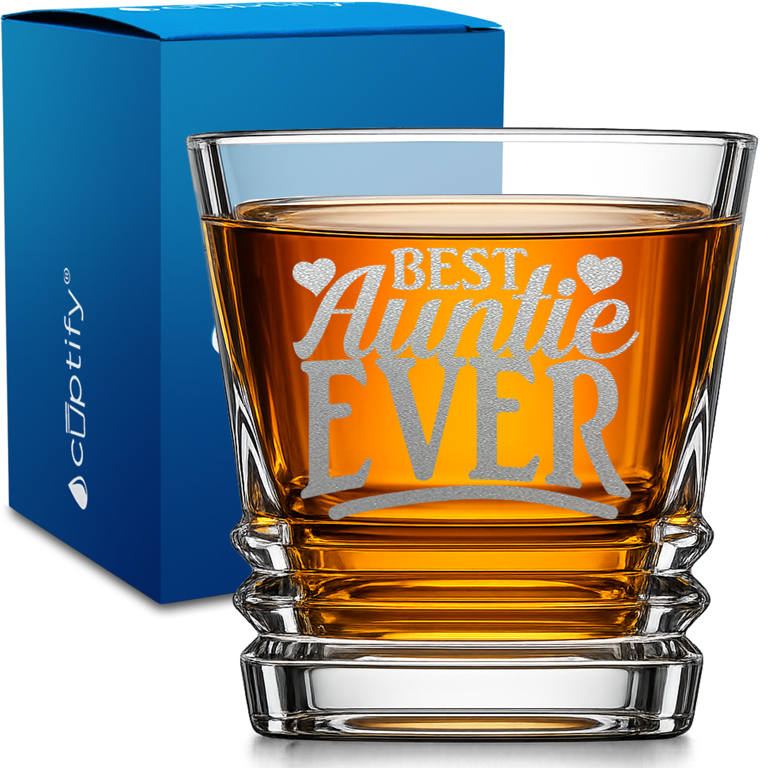 Best Auntie Ever design on 10oz Accordion Whiskey Glass