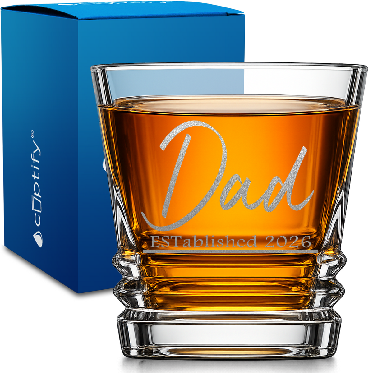 Dad Established design on 10oz Accordion Whiskey Glass