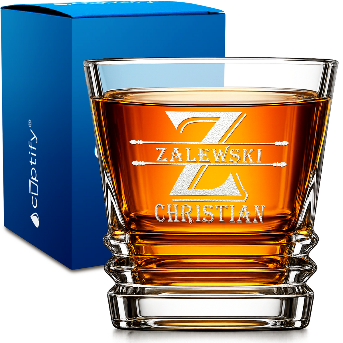 Personalized Initial Block Whiskey Glass