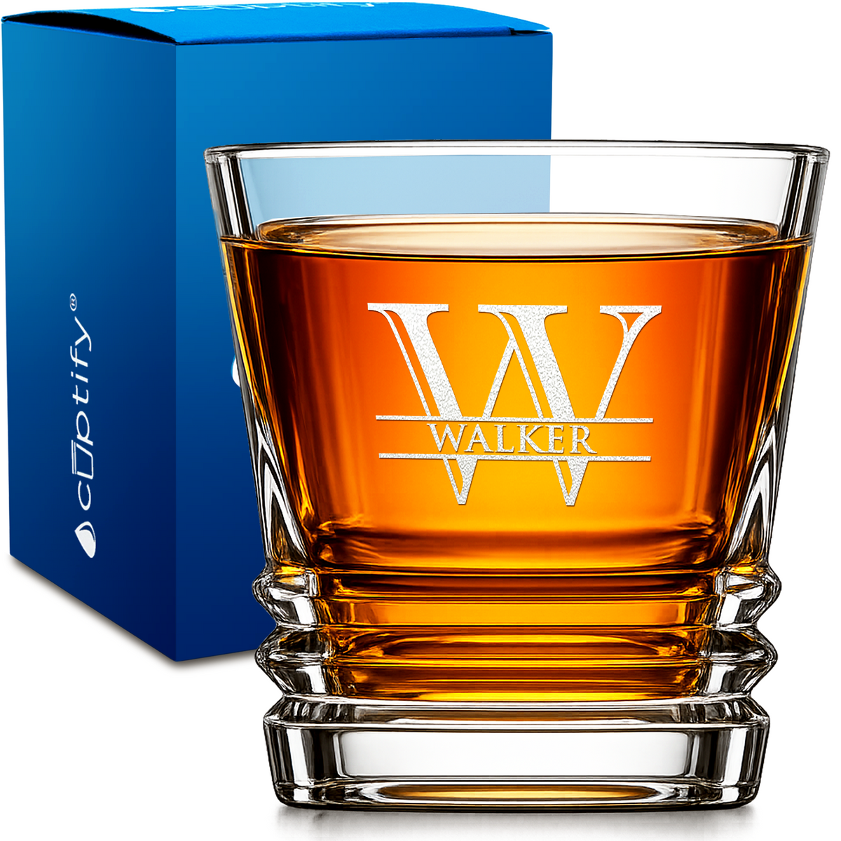 Personalized Imprint Shadow design on 10oz Accordion Whiskey Glass