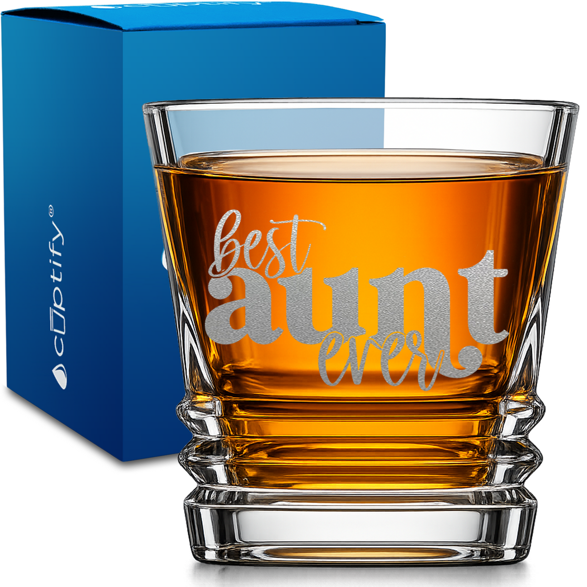 Best Aunt Ever design on 10oz Accordion Whiskey Glass