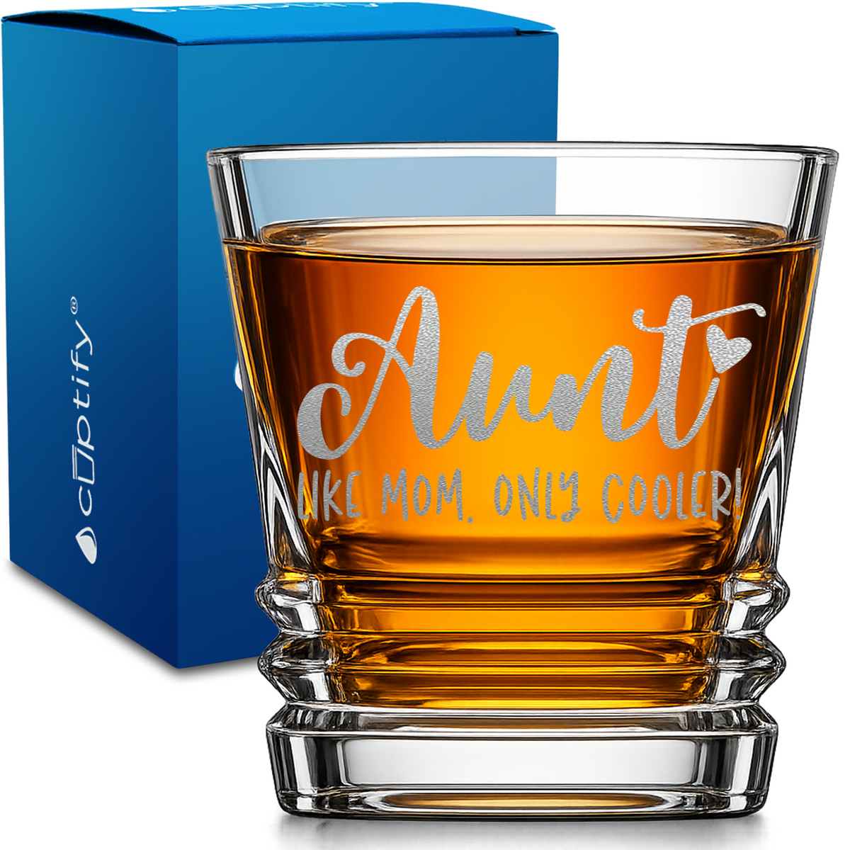 Aunt Like Mom Only Cooler design on 10oz Accordion Whiskey Glass
