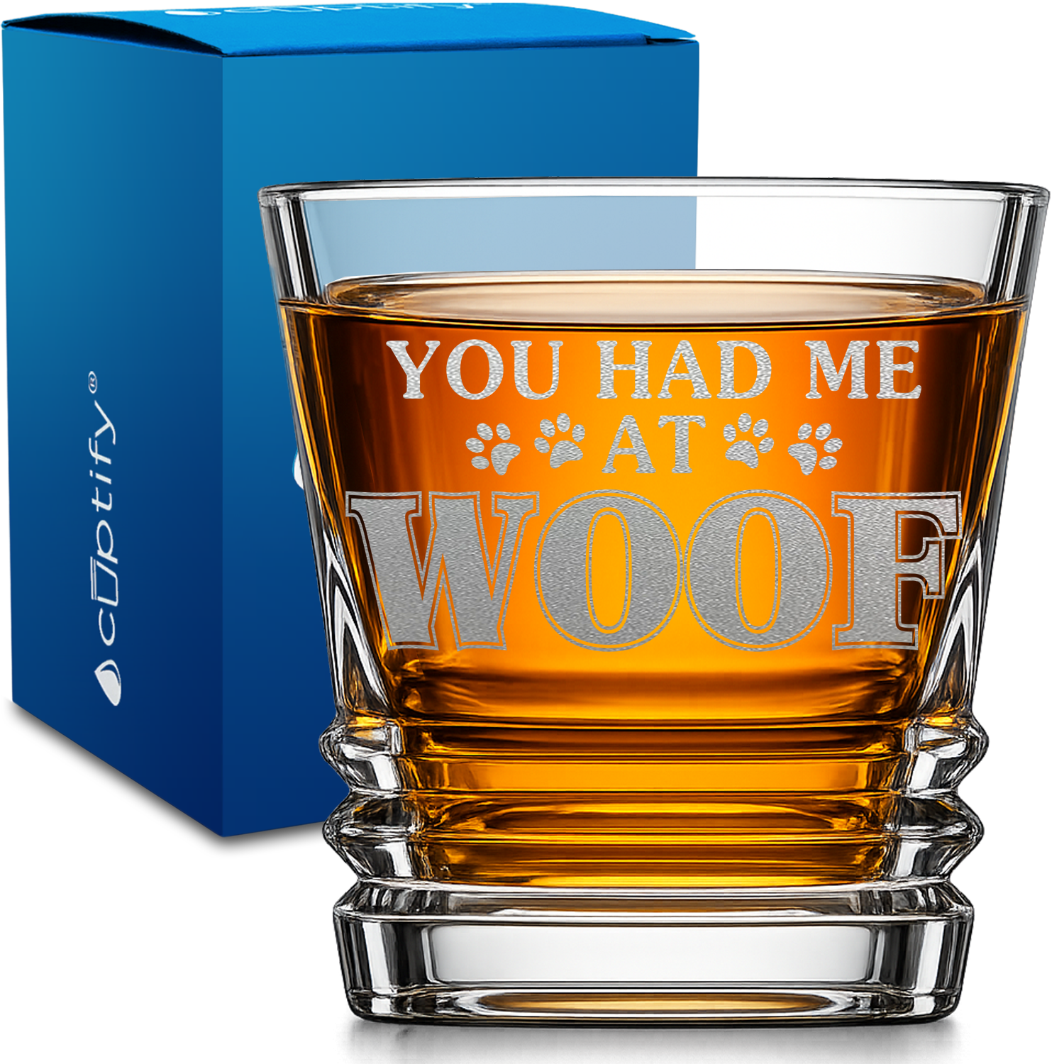 You had me at Woof design on 10oz Accordion Whiskey Glass