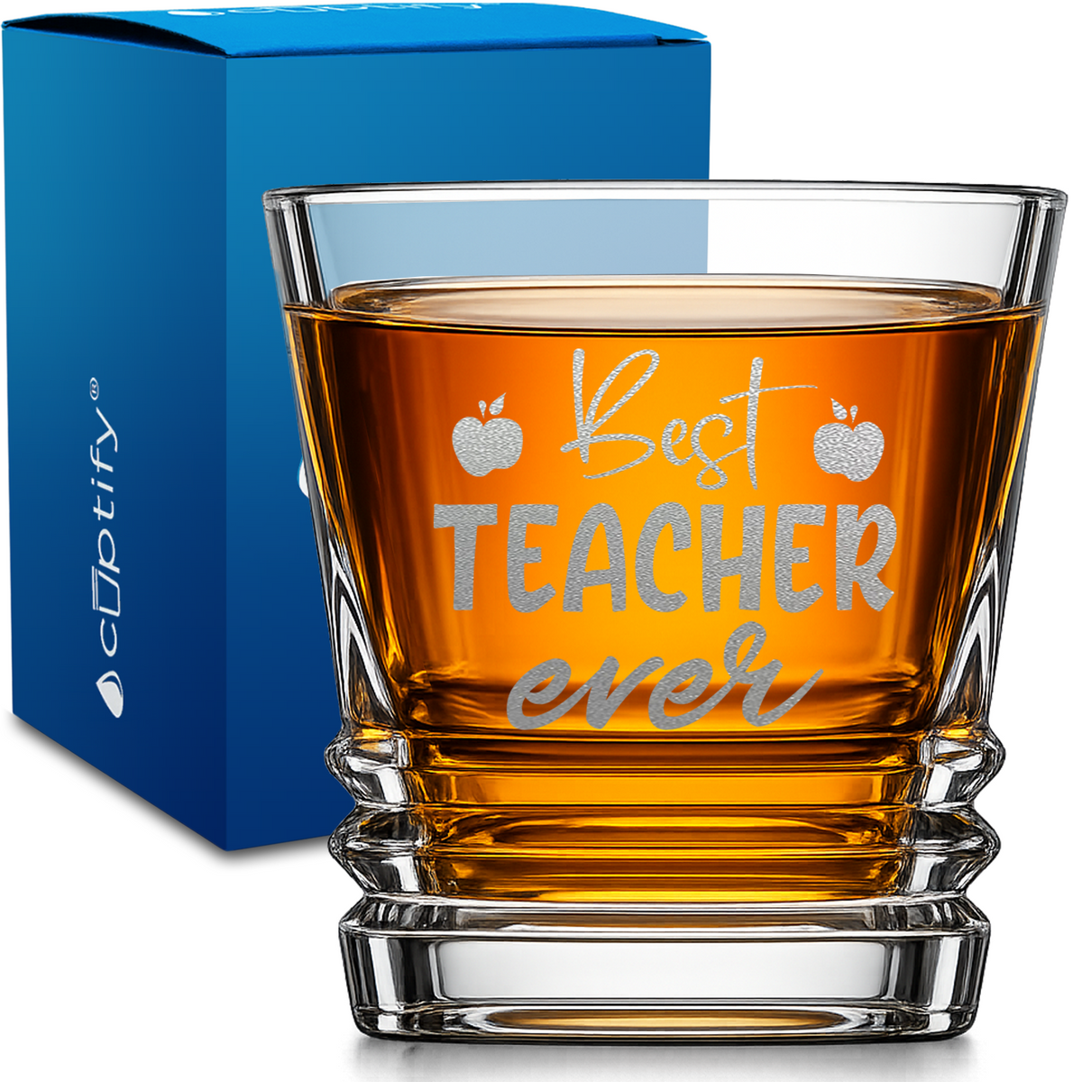 Best Teacher Ever design on 10oz Accordion Whiskey Glass