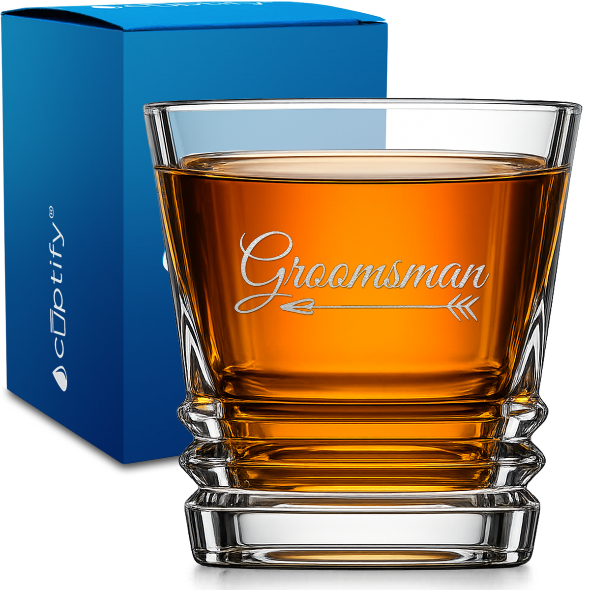 Groomsman design on 10oz Accordion Whiskey Glass
