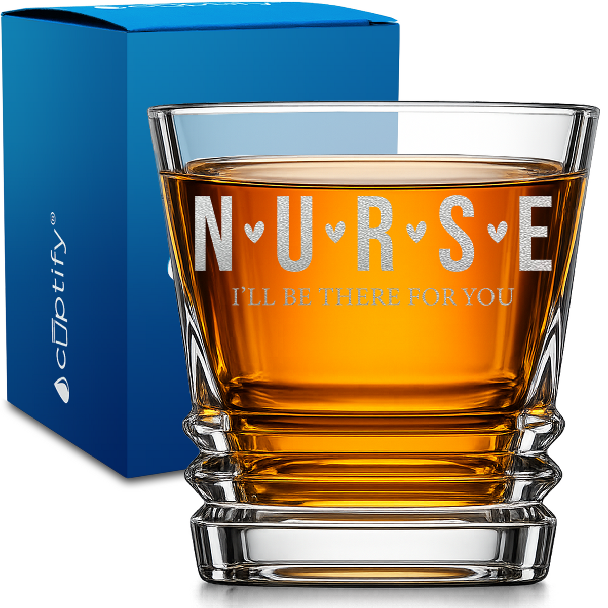 Nurse Ill be there for You design on 10oz Accordion Whiskey Glass
