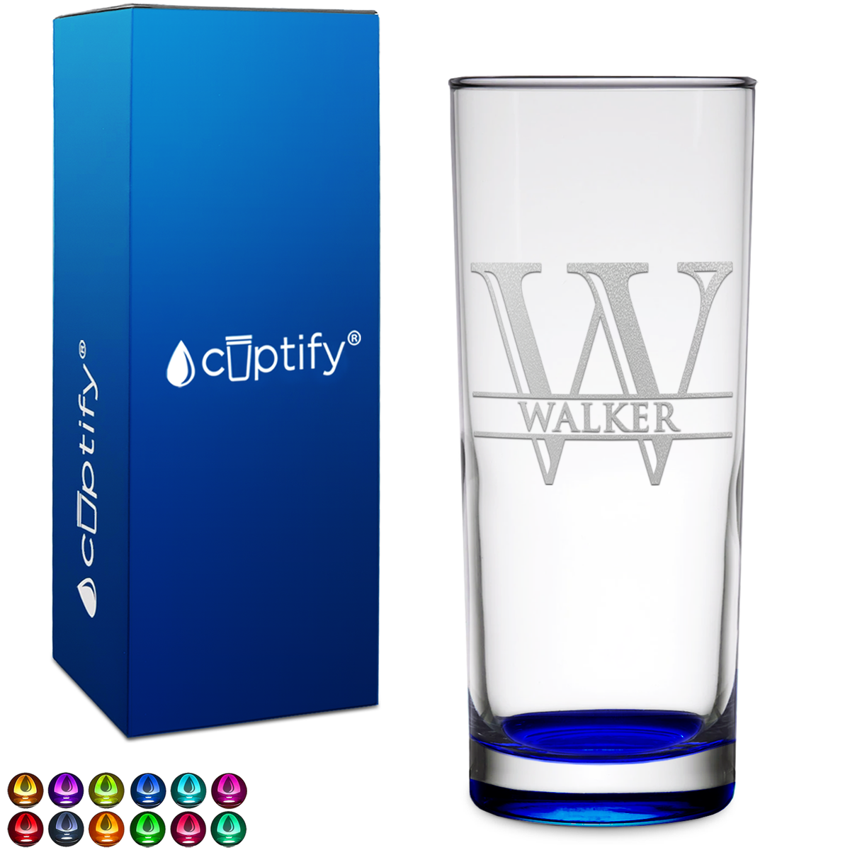 Personalized Split Script Inital and Name on 10oz Highball Glass