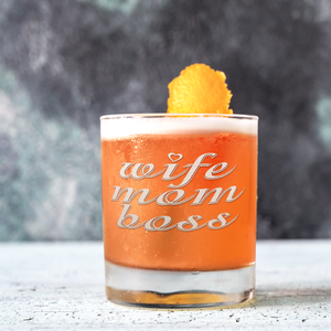 Wife Mom Boss Old Fashioned Glass