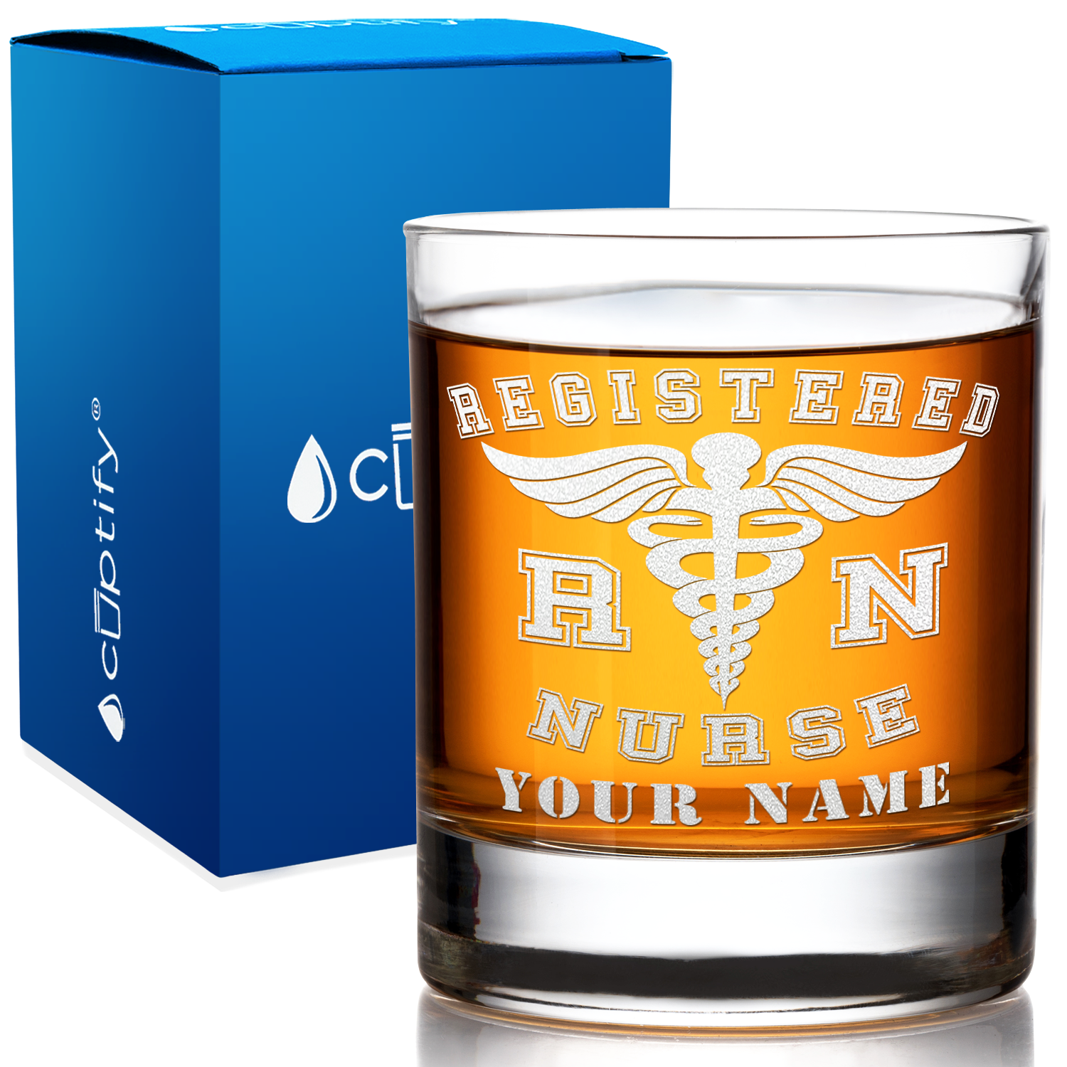 Personalized RN Registered Nurse on 10.25oz Whiskey Glass