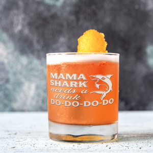 Mama Shark Needs a Drink on 10.25oz Whiskey Glass