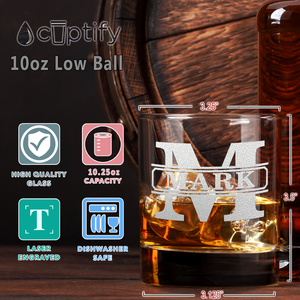 Personalized Vintage Block Whiskey Glass