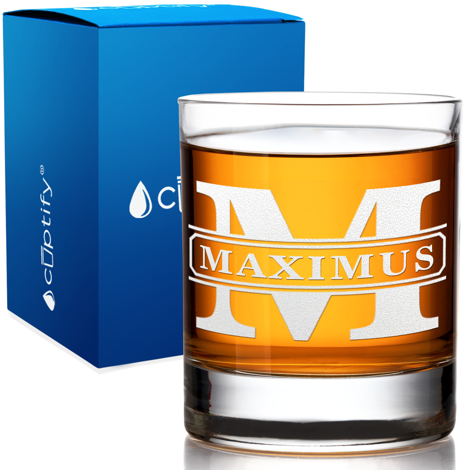 Personalized Vintage Block Whiskey Glass