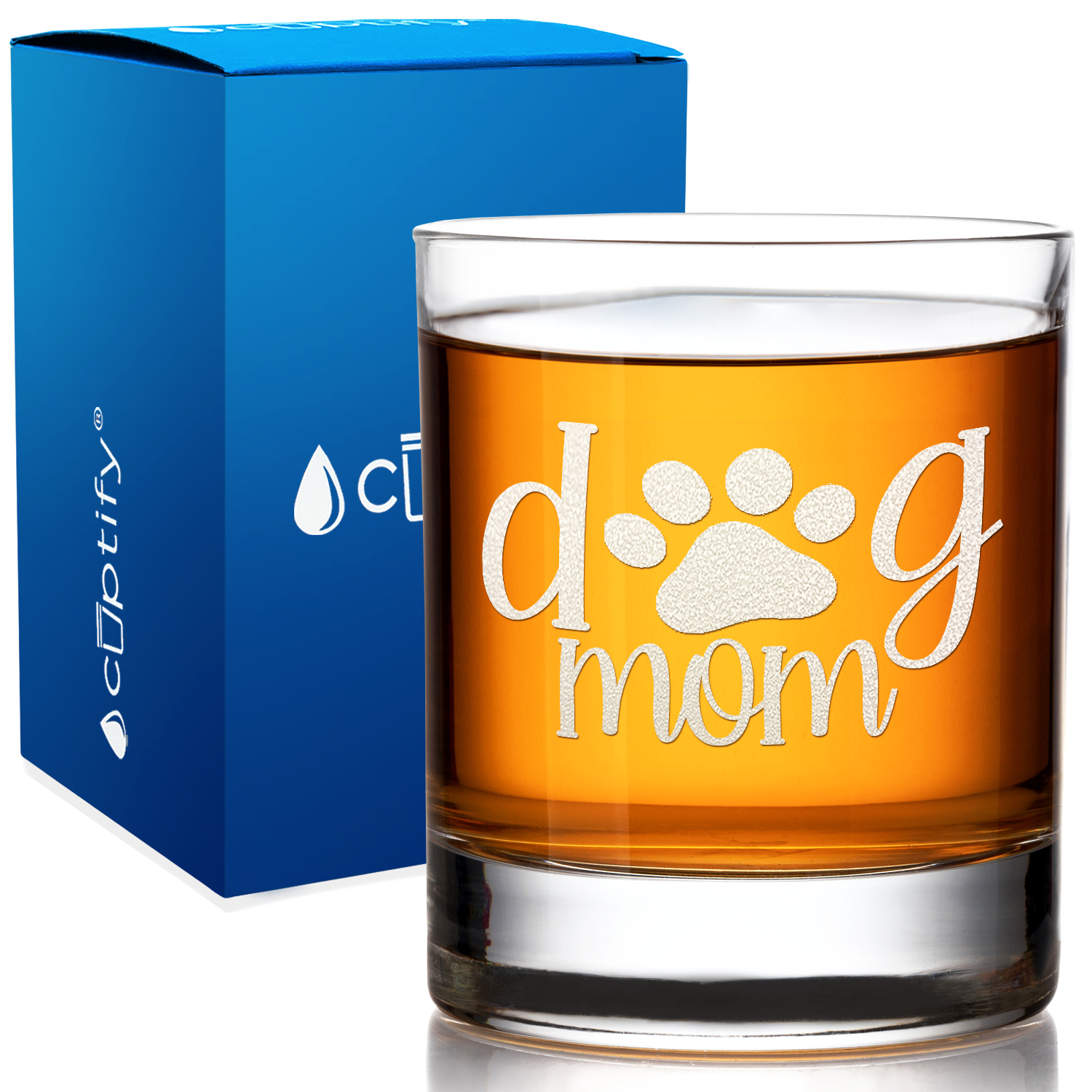 Dog Mom Paw on 10.25oz Whiskey Glass