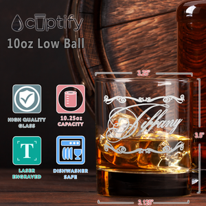 Personalized Scroll Script Whiskey Glass